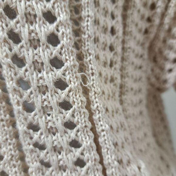 Solitaire 2 Piece Set Crochet Boho Knit Top/Pants Cover Up Large Oatmeal NWT - Picture 15 of 17